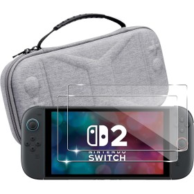 Lemxiee Funda para Nintendo Switch 2 Accesorios + [2 Pieza] Cristal Templado para Nintendo Switch 2 (2025) Protector