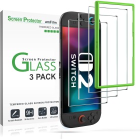 amFilm Protector Pantalla (3 Piezas) para Nintendo Switch 2 Model 2025, Cristal Vidrio Templado Protector de Pantalla para