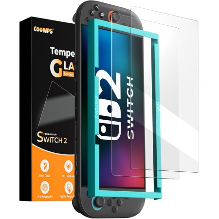 COOWPS Protector de pantalla para Nintendo Switch 2 (2025), cristal templado Ultra HD con marco de alineación, fácil de