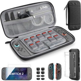 TiMOVO Funda Protectora para Switch 2, 14 en 1 Switch 2 Accesorios Kit con Funda de Transporte, Funda para PC, Funda TPU JoyCon,
