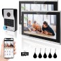 Videoportero con cable Sistema de intercomunicación de apartamentos,Monitor táctil de 10 pulgadas,Cámara HD 1080P Timbre,Huella