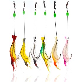 Camarón Biónico Luminoso Señuelo de Pesca Artificial, Pesca con Anzuelos Afilados para Cañas de Cebo, de Roca, de Mar, de Mano,
