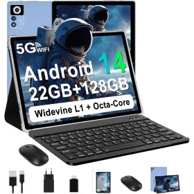 ZIOVO Android 14 Tablet 10 Pulgadas, 22GB RAM+128GB ROM (TF 1TB), 5G WiFi, Widevine L1/Octa-Core/2.0 GHz/8000mAh/Cuerpo