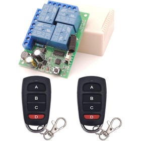 DieseRC Interruptor de control remoto inalámbrico universal AC 220V 230V 10A Receptor de relé RF de 4 canales con 2 transmisores