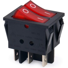 Interruptor Doble Interruptores Basculante ON OFF 6 Terminales Pulsador Conmutador 15A 250VAC 20A 125VAC con Luz Roja