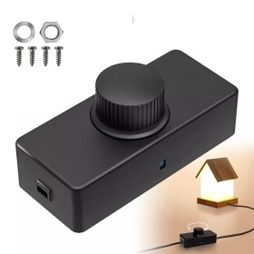 TECHZOCO Potenciómetro regulador de luz con Interruptor, Dimmer LED, Interruptor regulador intensidad, Atenuador de luz, Apto