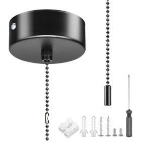 WUISOLQP Interruptor de luz cromado para cuarto de baño, interruptor de cuerda de tracción con cordón, 150 cm, herramienta de