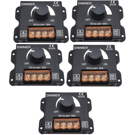 LOLPALONE 5 piezas DC 12V 24V LED Dimmer Switch 30A Regulador de Voltaje Controlador Ajustable para Tiras LED Dimmer Dimmer