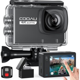 COOAU New Sports Camera 4K60fps 64MP WiFi Touch Screen with Microphone External Underwater Camera 40M Type-C EIS Stabilization