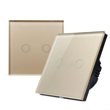 HOHOVYVY Interruptor de luz regulable, interruptor táctil doble para lámpara LED/bombilla de 2 vías, interruptor táctil de 1 vía