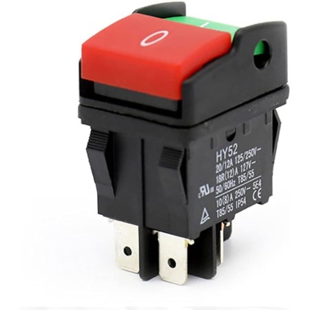 Huudngeje Interruptores de Botón Eléctricos Industriales, Botón Pulsador HY52 para Interruptor de Dispositivo Mecánico 4 con Luz
