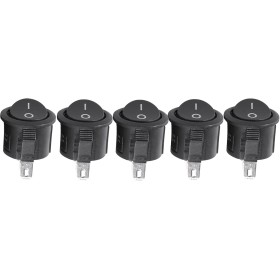 yasoe 5 x Interruptor Basculante Redondo On/Off SPST CA 6A/125V 3A/250V - Negro