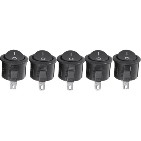 yasoe 5 x Interruptor Basculante Redondo On/Off SPST CA 6A/125V 3A/250V - Negro