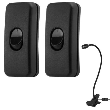 Interruptores intermedios negros de 2 polos, 6 A, 250 V, 2 unidades, color negro, interruptor de cable de 2 polos, interruptor