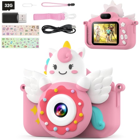 TIATUA Camara Fotos Infantil,1080P HD Selfie Video Cámara de Fotos para Niños,Videocámara Infantil con Pantalla de 2.0" y