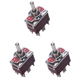 Pyugxab 3X AC 250V / 15A 125V / 20A ENCENDIDO/APAGADO/ENCENDIDO Interruptor de Palanca Momentaneo DPDT de 3 Posiciones