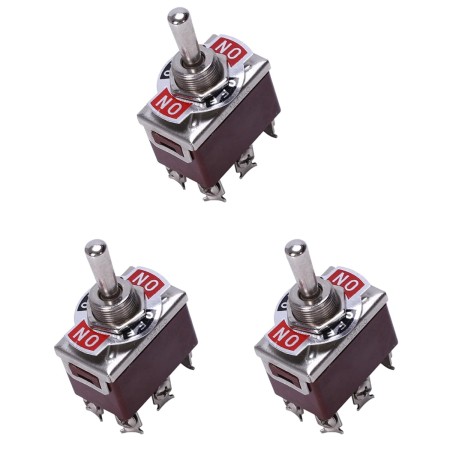 Pyugxab 3X AC 250V / 15A 125V / 20A ENCENDIDO/APAGADO/ENCENDIDO Interruptor de Palanca Momentaneo DPDT de 3 Posiciones