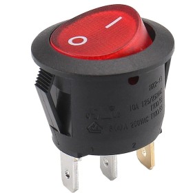 1 Interruptor Basculante Redondo 6A 250VAC 10A 125VAC 2Posiciones 3Pines Interruptores Conmutador Palanca ON/OFF Rojo para Coche