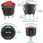 1 Interruptor Basculante Redondo 6A 250VAC 10A 125VAC 2Posiciones 3Pines Interruptores Conmutador Palanca ON/OFF Rojo para Coche