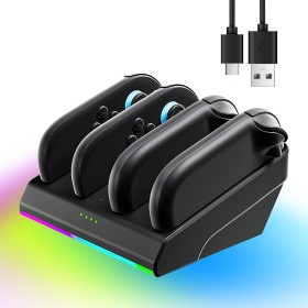 FPVtosky Base de Carga para Switch 2 Joycon(2025), Base de Carga de 4 mandos para Accesorios SW2 Joy-con, con luz indicadora LED