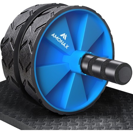 Rodillo de rueda para abdominales con alfombrilla grande para ejercitar abdominales, doble rueda con modos de entrenamiento de