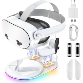 GEEKERA Estación de carga para Meta Quest 3s, soporte de carga magnética para Oculus/Meta Quest 3s VR Headset & Controllers,
