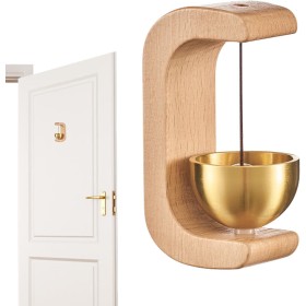 Generic Shopkeepers - Timbre magnético retro, timbre abierto para puerta, campana de viento de madera maciza con ventosa de