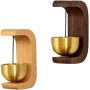 Fozriybefy 2 Uds. Timbre Inalámbrico de Entrada, Campana de Comerciante, Campana de Viento, Apertura de Puerta, Reloj de Madera