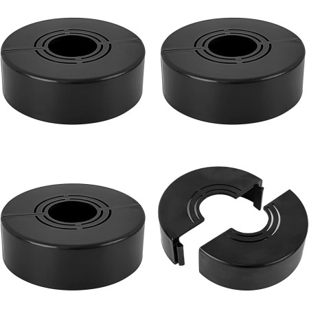 4 Piezas Embellecedor Grifo Ducha, Tamaño Ajustable Embellecedores Tubos Calefaccion, Negro Embellecedor Ducha Adecuado para