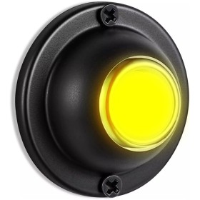 Entgoinggo Pulsador de timbre luminoso redondo LED de metal negro con alambre luminoso para puerta de entrada de casa