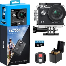 AKASO EK7000 Sports Camera 4K with 64GB microSDXC Memory Card Action Camera 4K 20MP WiFi Wide Angle 170° with EIS Remote Control