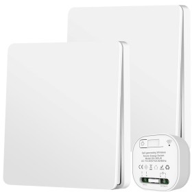 Juego de interruptor inalámbrico, 230 V, 10 A, con interruptor de luz inalámbrico, sin batería, resistente al agua, sin