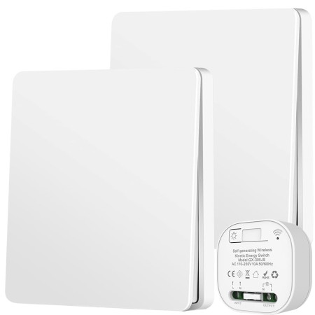 Juego de interruptor inalámbrico, 230 V, 10 A, con interruptor de luz inalámbrico, sin batería, resistente al agua, sin