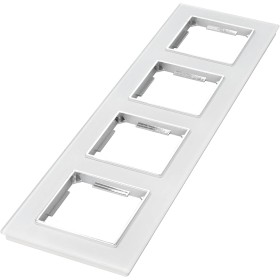 Jandei - Marco de 4 Módulos Cristal Templado, para Instalaciones de Mécanismos Estándar, Interruptores, Enchufes... (Blanco)