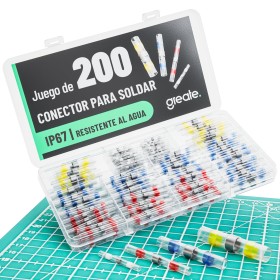 greate Set de 200 Conector termoretractil con tubo termorretráctil - Empalme cables electricos resistentes y impermeables,