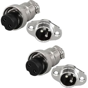 RUNCCI-YUN 2 Pares GX16 2 Pines Aviación Enchufe Conector,16mm Soldadura Metal Macho Hembra Panel Conector de Cable（GX16 2