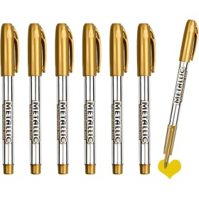 6 Piezas Rotulador Dorado Metalizado Punta Fina de 1.5mm, Tinta de Secado Rápido y Resistente al Agua, Ideal para Caligrafía,
