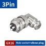 RUNCCI-YUN 2 Sets GX16 6 Pines Aviación Enchufe Conector,16mm ángulo Recto Soldadura Metal Macho Hembra Panel Conector de
