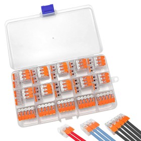 Xpieoyrm 50 piezas Conectores Eléctricos, Conectores Eléctricos Rapidos con Palanca, Bornes de Conexion Electrica, 2/3/5 Puertos