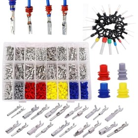 690 Piezas Juego de Terminales Eléctricos Conectores, Clavijas de Conector 1/1,5/1,8/2,2/2,3/2,5/2,8/3,5 mm Macho y hembra,