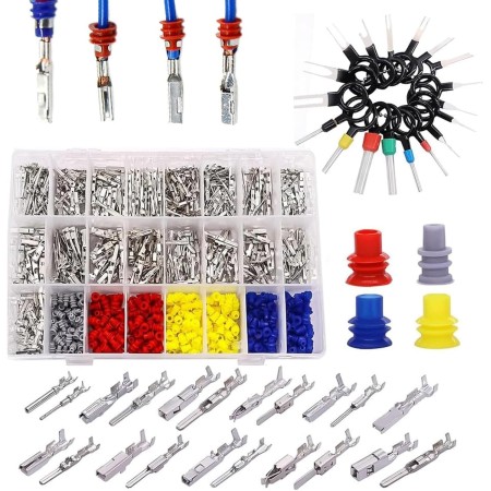 690 Piezas Juego de Terminales Eléctricos Conectores, Clavijas de Conector 1/1,5/1,8/2,2/2,3/2,5/2,8/3,5 mm Macho y hembra,