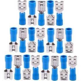 Fuhjythy 20 Conector de Cable de Pala Aislado Azul Hembra Terminal de Crimpado EléCtrico 14-16AWG