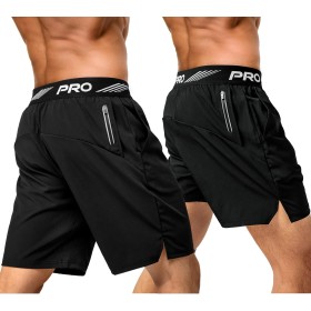 Pack de 2 Pantalones Cortos Deportivos para Hombre, Ligeros, De Secado Rápido, Entrenamiento, Correr, Tenis, Atléticos, Trotar,