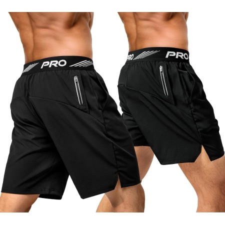 Pack de 2 Pantalones Cortos Deportivos para Hombre, Ligeros, De Secado Rápido, Entrenamiento, Correr, Tenis, Atléticos, Trotar,