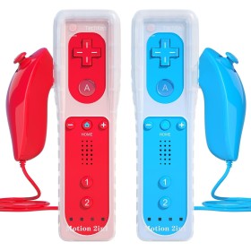 TechKen Pack de 2 Mandos para Wii con Muñequera,Wii Mando a Distancia Remote Controller para Wii con Motion Plus y Nunchuk
