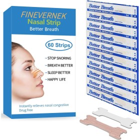 60 Pcs Tiras Nasales Antironquidos, Nasal Strips Deportivas, Tiras Nasales Anti Ronquidos para una Mejor Respiración al Dormir y