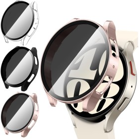 [3Piezas] Kamita Funda para Samsung Galaxy Watch 6 40mm con Protector de Pantalla de Cristal Templado de Privacidad, PC Bumper