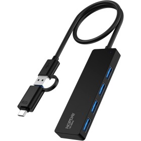 Ultra-Delgado USB Hub para MacBook Pro/Air, HOPDAY 4-Ports USB 3.0 Hub, USB Splitter Adaptador Multiport Adapter 5Gbps Datos Hub