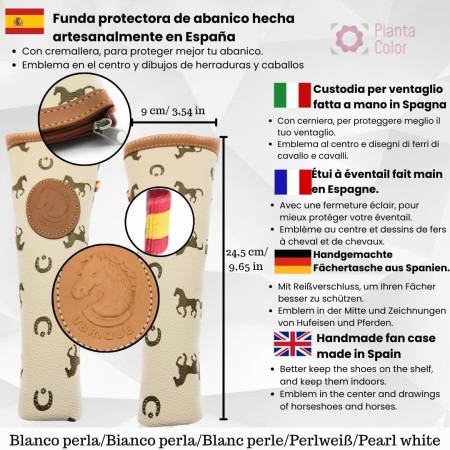 Abanico Plegable de Bambú y Tela de Algodón Estampado con Funda Artesanal Fabricada en España, Pinza del Pelo Estilo Flor con