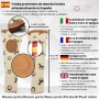 Abanico Plegable de Bambú y Tela de Algodón Estampado con Funda Artesanal Fabricada en España, Pinza del Pelo Estilo Flor con